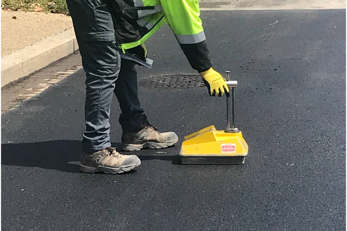 Nuclear density gauge compaction testing road subgrade