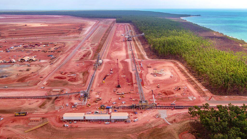 Mining site infrastructure earthworks haul road aerial Queensland